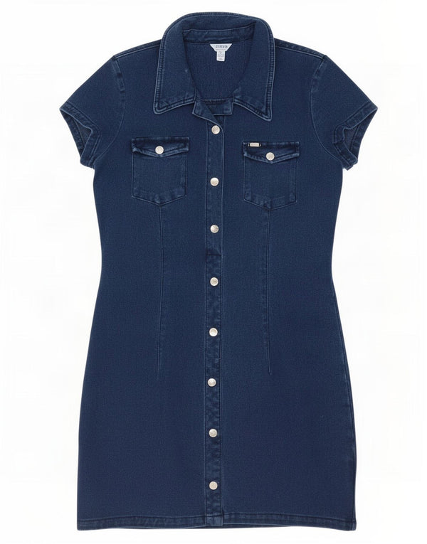 Rochie de blugi Guess pentru femei UK 14 mare, bumbac bleumarin