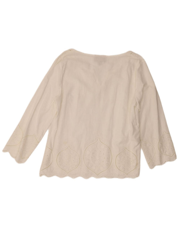 Laura Ashley Top pentru femei cu mâneci 3/4 UK 16, lenjerie mare, albă, cachetă