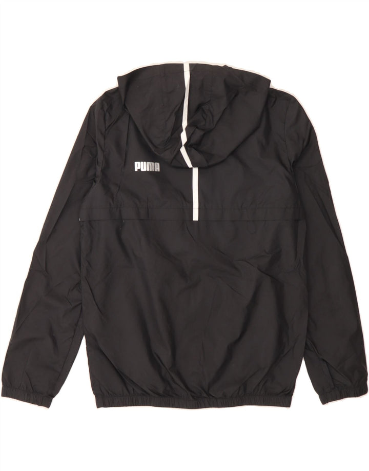 PUMA Boys Hooded Rain Jacket 11-12 Years Black Colourblock Polyester Vintage Puma and Second-Hand Puma from Messina Hembry 