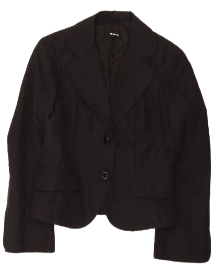 Max & Co. Jachetă pentru femei cu 2 nasturi, UK 14, bumbac negru mare