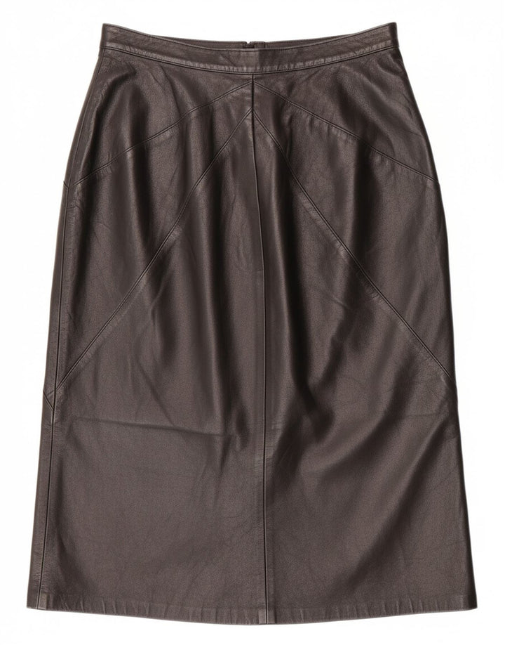 VINTAGE Womens Leather Skirt IT 44 Medium W30  Black