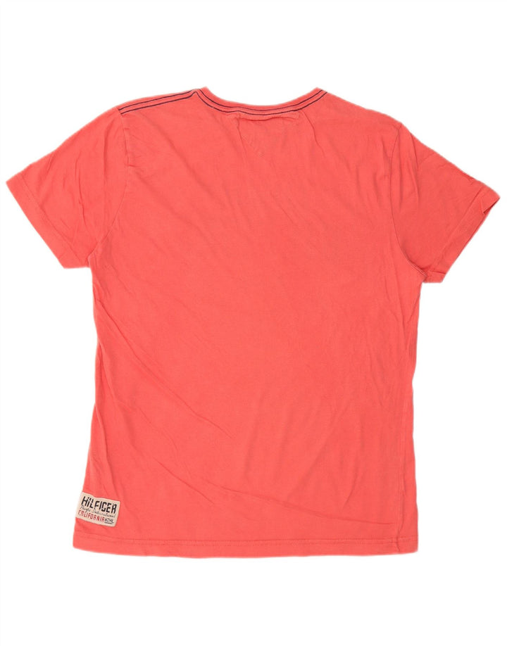 TOMMY HILFIGER Tricou grafic pentru bărbați Top din bumbac roz mediu