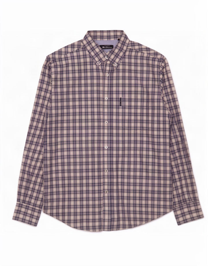 Cămașă pentru bărbați Ben Sherman, bumbac cu carouri albastru mediu