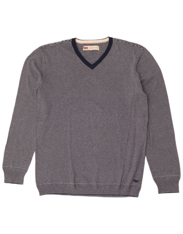 Pulover cu decolteu în V Levi's pentru bărbați, cu dungi XL, bleumarin