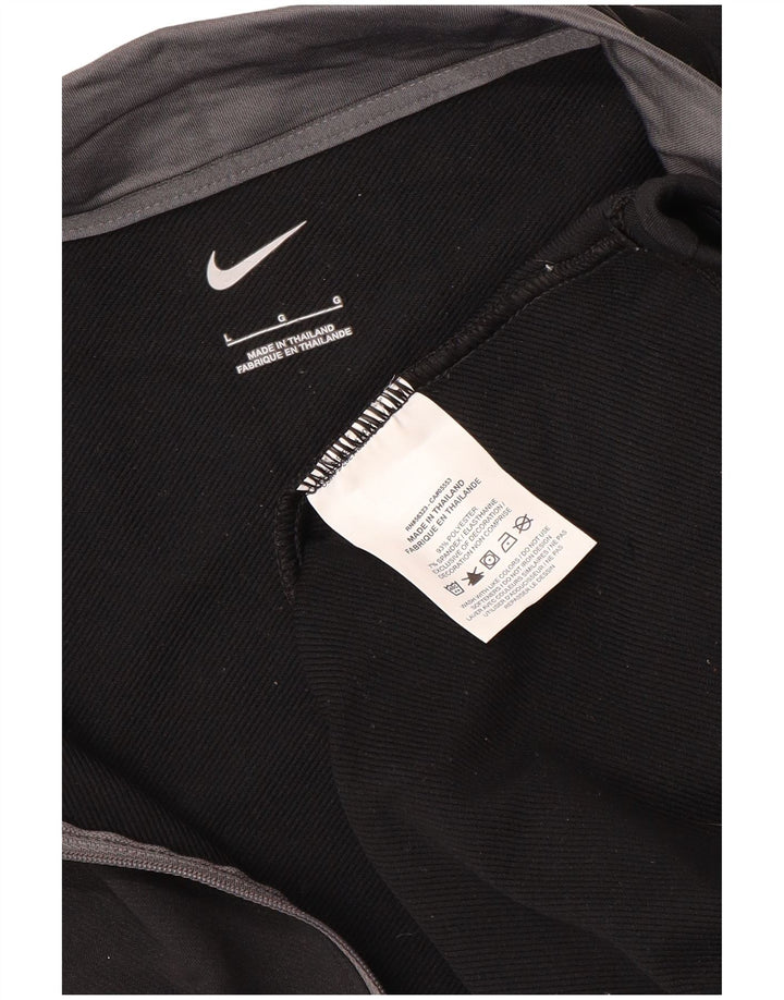 Top de trening NIKE pentru bărbați, cu fermoar și gât, din poliester negru