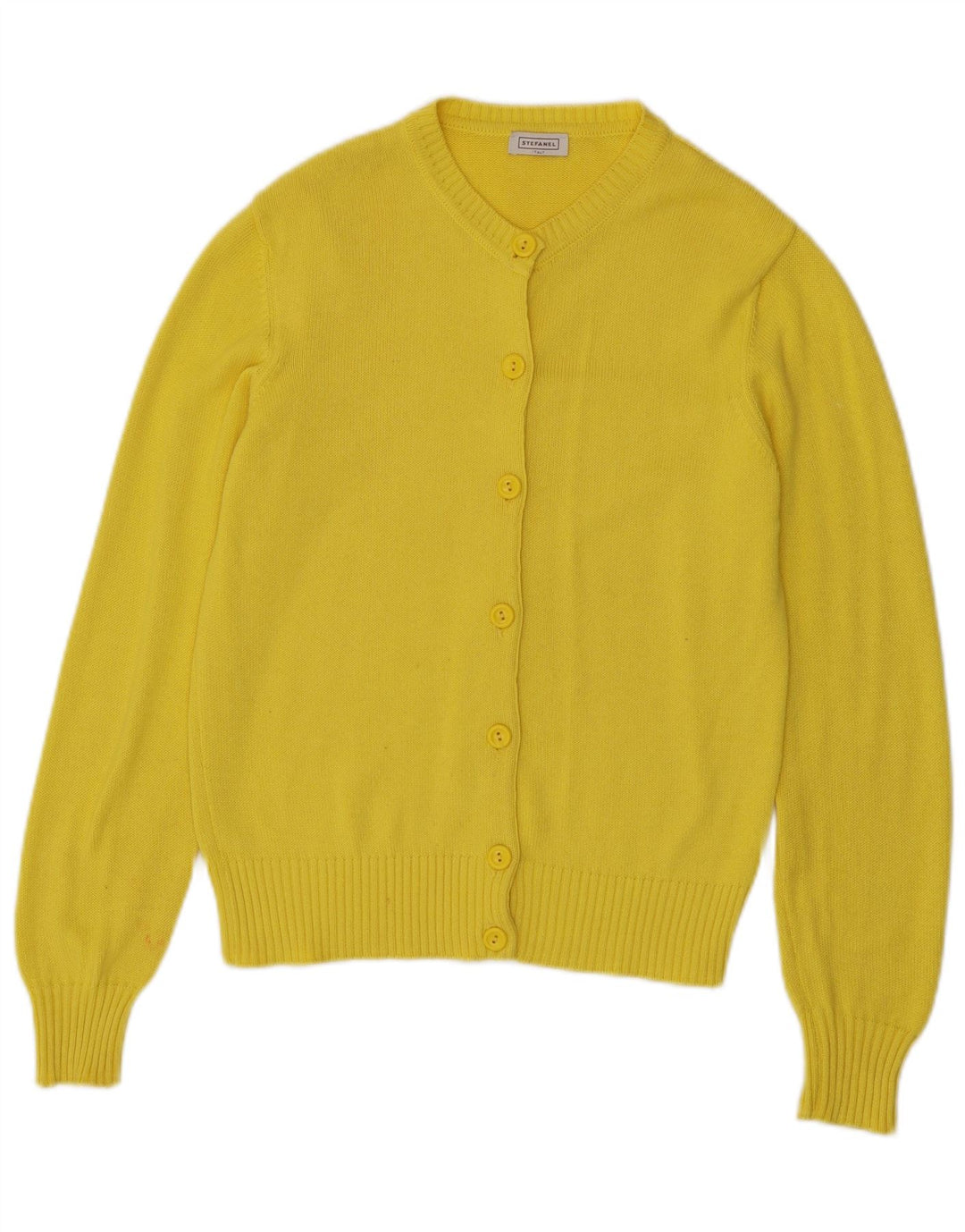 Pulover cardigan pentru femei Stefanel UK 12 bumbac galben mediu