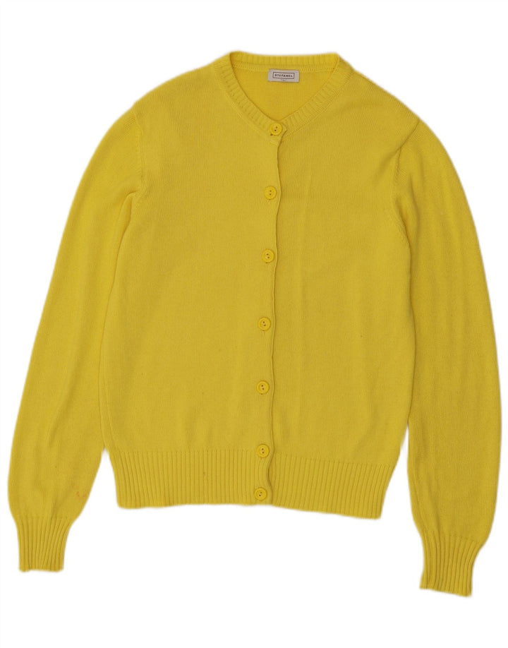 Pulover cardigan pentru femei Stefanel UK 12 bumbac galben mediu