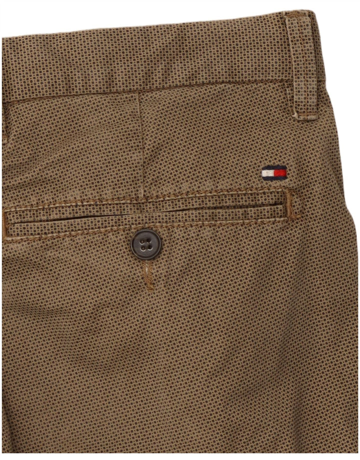 TOMMY HILFIGER Pantaloni chino drepți pentru bărbați W34 L29 bumbac cu pete maro