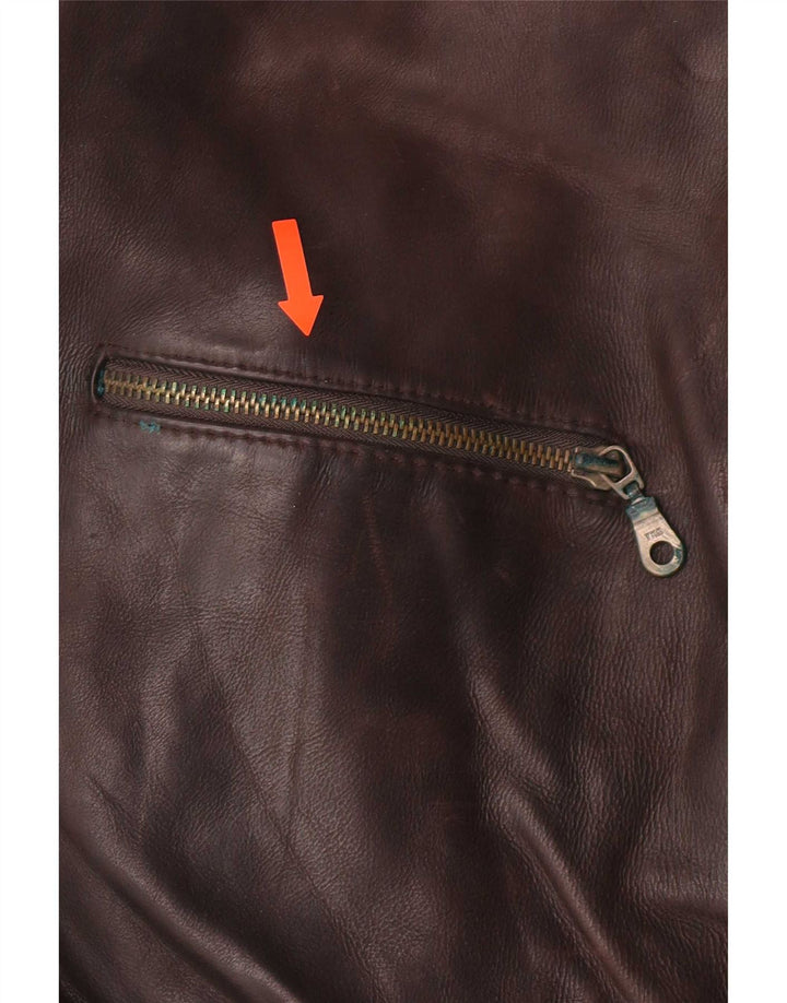 Jachetă de piele vintage pentru bărbați UK 42 XL maro