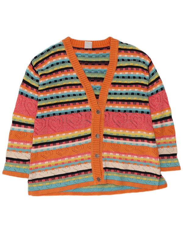 Pulover Cardigan Vintage pentru femei UK 18 XL, bumbac cu dungi multicolore