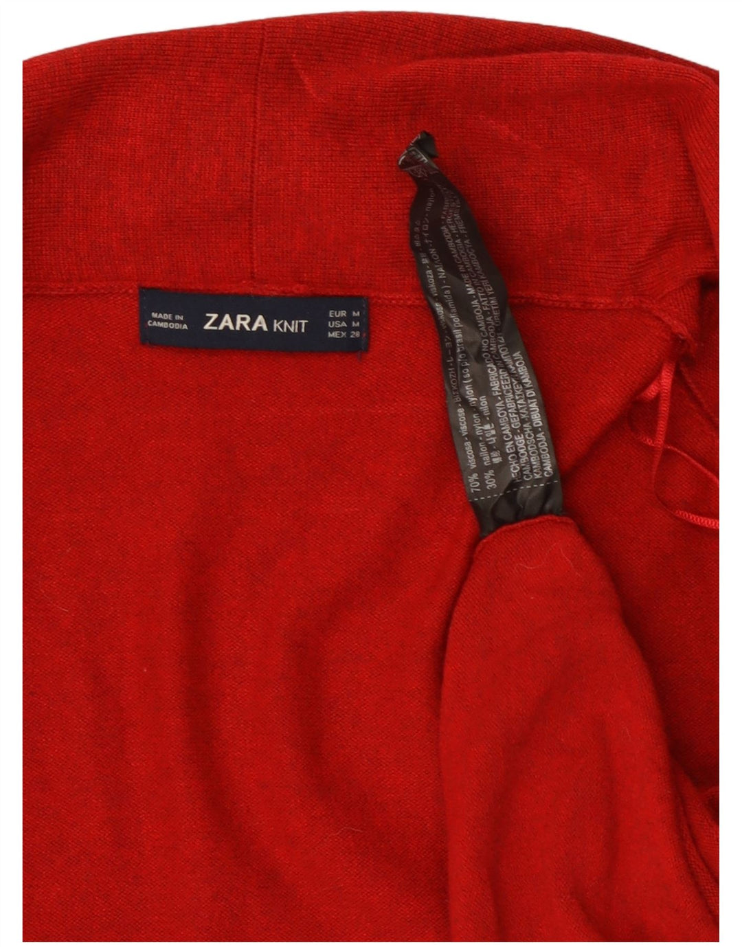 Pulover cardigan deschis pentru femei Zara UK 12 Viscoză roșie medie