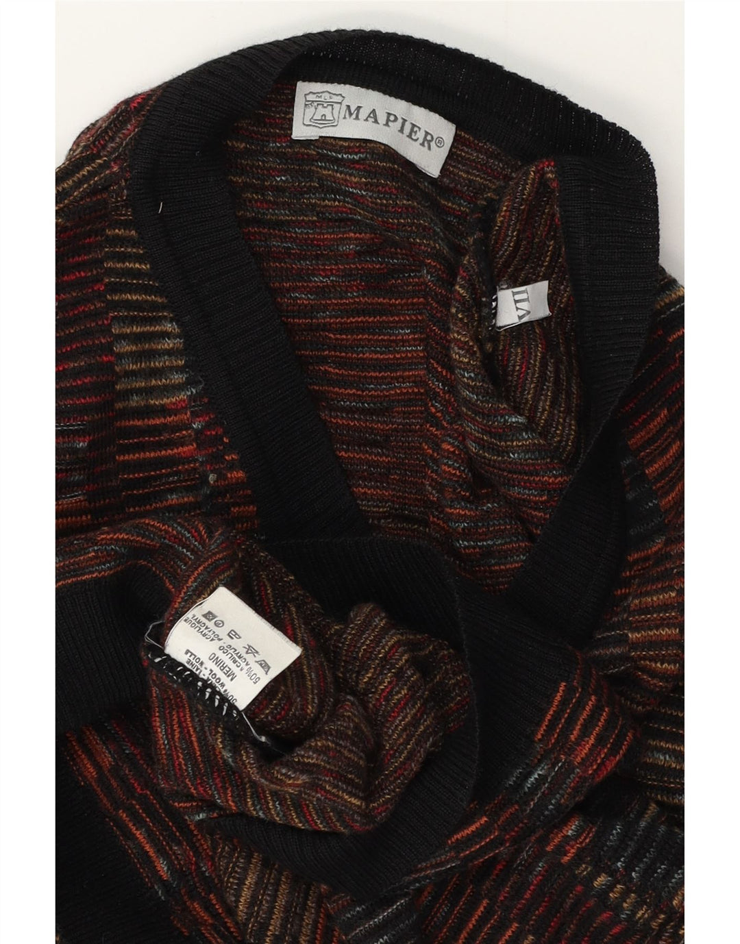 Pulover pentru bărbați Mapier, cu decolteu în V, lână merinos geometrică, multicoloră