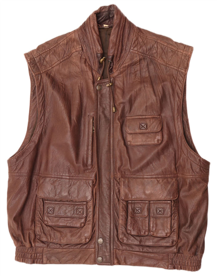 Gilet Forster din piele pentru bărbați EU 60 5XL maro