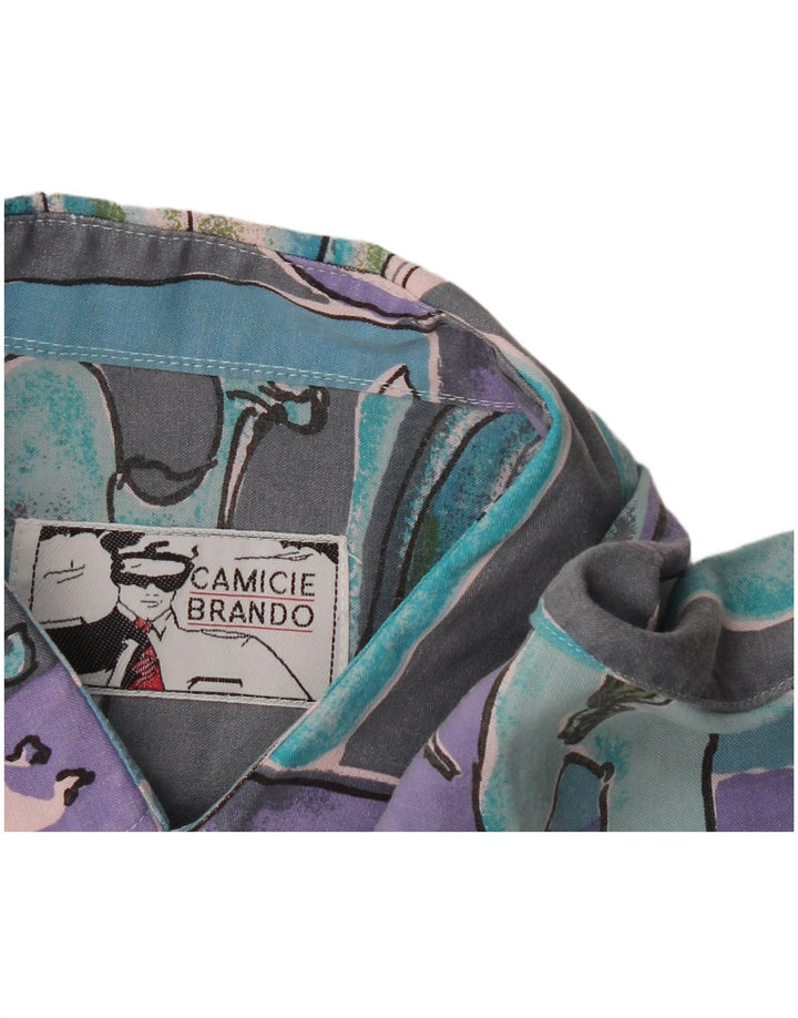 Cămașă cu mânecă scurtă pentru bărbați, cu model abstract, XL turcoaz