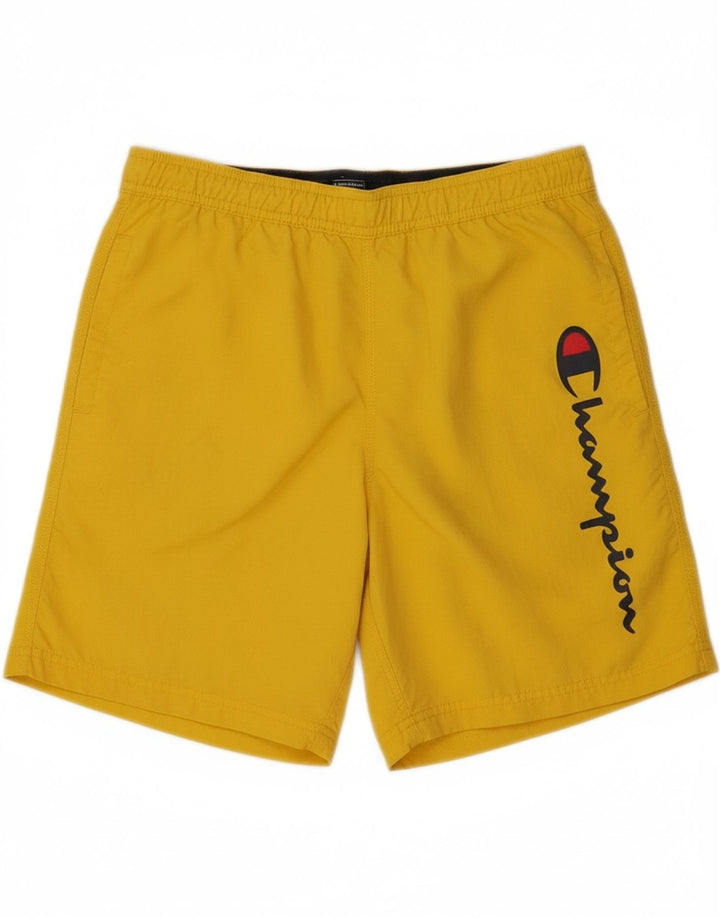CHAMPION Mens Graphic Swimming Shorts Small  Yellow Polyamide