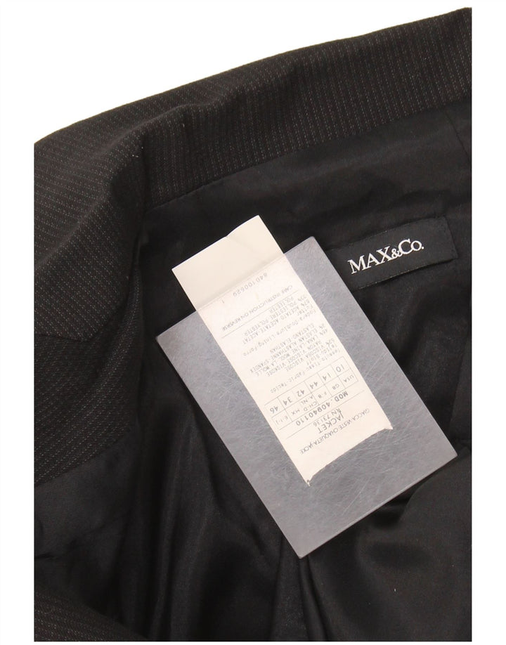 MAX & CO. Jachetă pentru femei cu 2 nasturi, UK 14, mare, neagră, cu dungi