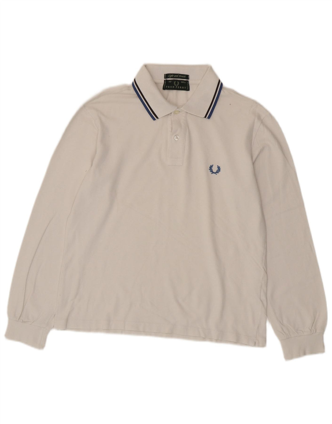Cămașă polo cu mânecă lungă pentru bărbați Fred Perry, bumbac alb mediu