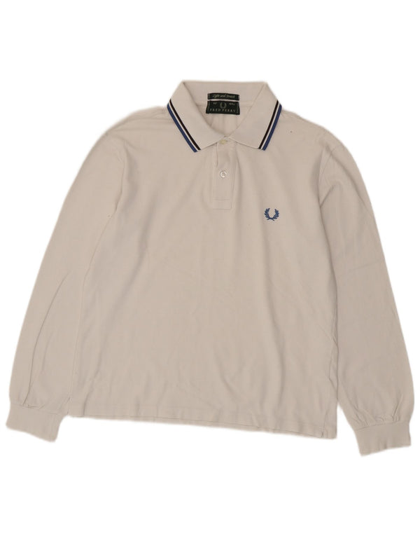 Cămașă polo cu mânecă lungă pentru bărbați Fred Perry, bumbac alb mediu