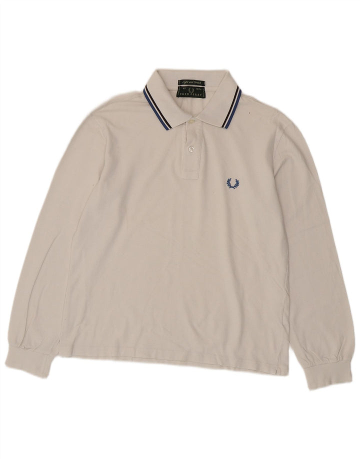 Cămașă polo cu mânecă lungă pentru bărbați Fred Perry, bumbac alb mediu
