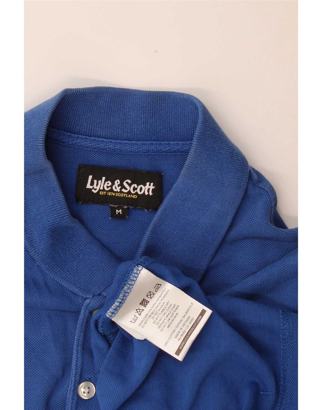 Tricou polo Lyle & Scott pentru bărbați, bumbac albastru mediu