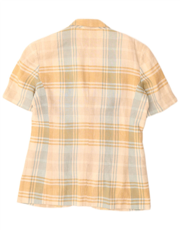 Jachetă vintage pentru femei cu 3 nasturi IT 44 Medium Yellow Check