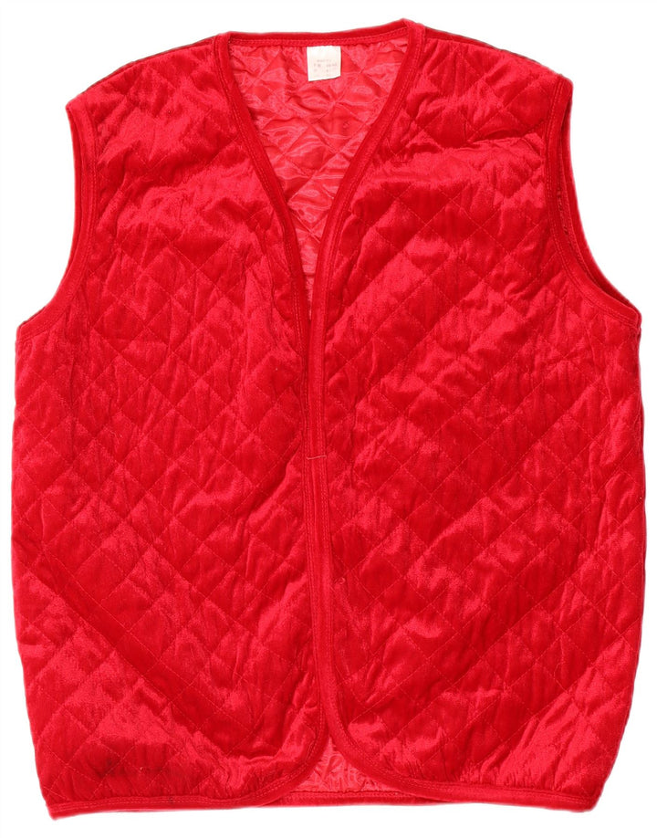 VINTAGE Womens Quilted Gilet UK 18 XL Red Polyester
