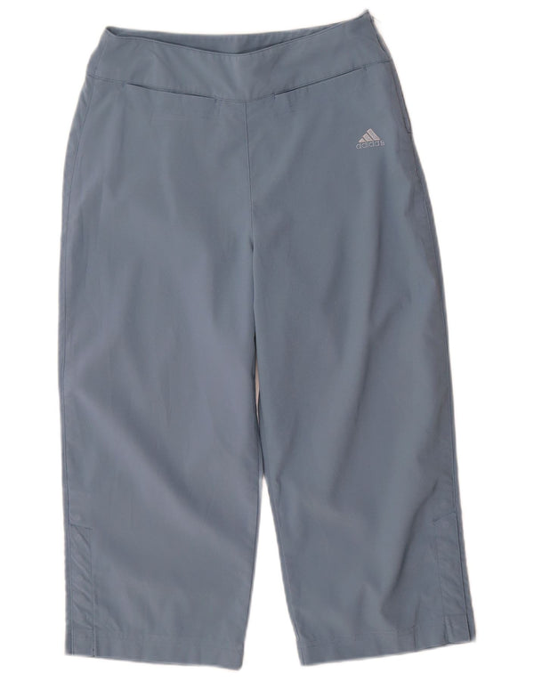 Pantaloni capri cu picioare largi Adidas pentru femei UK 10 Small W27 L19 Poliester albastru