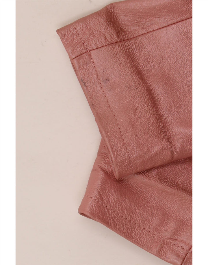 Jachetă de piele vintage pentru femei UK 18 XL piele roz