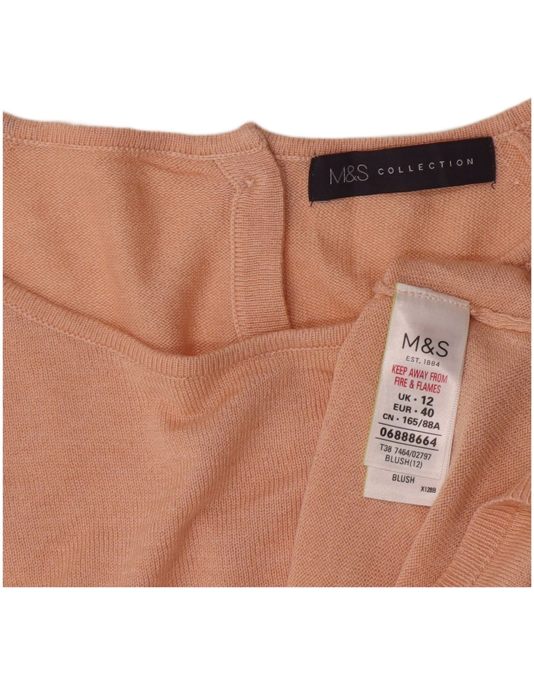 Pulover pentru femei Marks & Spencer, cu gât de barcă, UK 12, acrilic, roz mediu