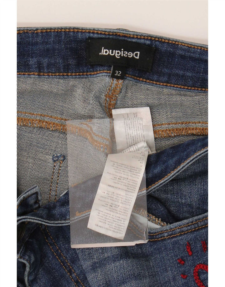 Blugi slim pentru femei Desigual Distressed W32 L26 Bumbac albastru
