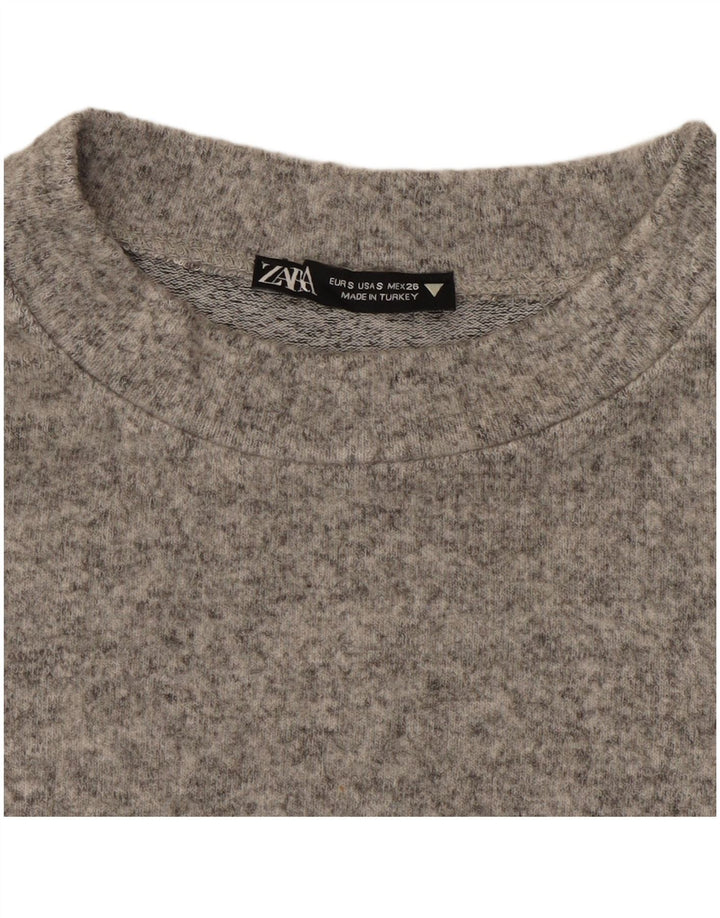 Crop Top pentru femei Zara cu mânecă lungă UK 10 Small Gri