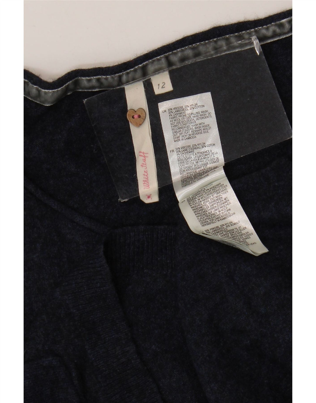 White Stuff Pulover crop pentru femei cu gât de barcă UK 12 Medium Bleumarin