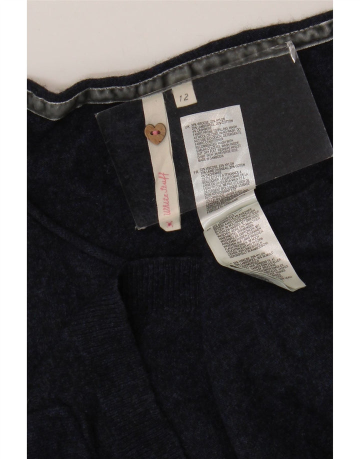 White Stuff Pulover crop pentru femei cu gât de barcă UK 12 Medium Bleumarin