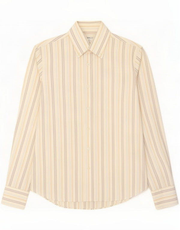 Benetton Cămașă pentru bărbați Medium White Pinstripe Bumbac