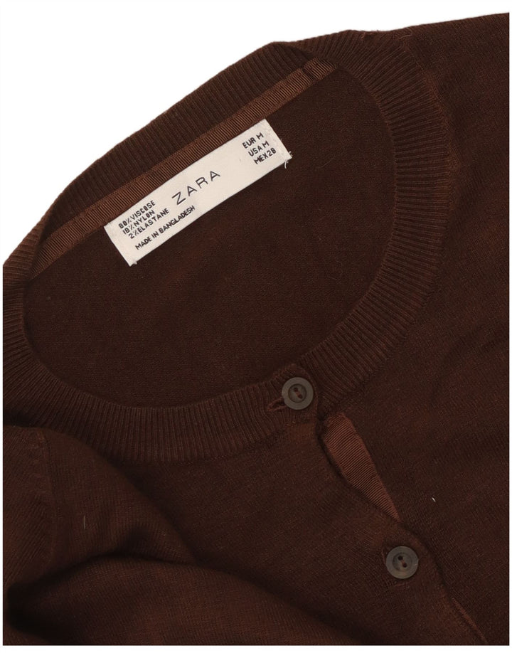 Pulover cardigan pentru femei Zara UK 14, viscoză maro medie