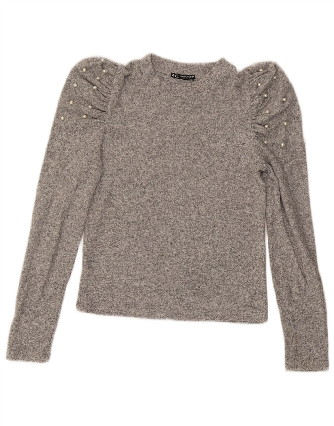 Crop Top pentru femei Zara cu mânecă lungă UK 10 Small Gri