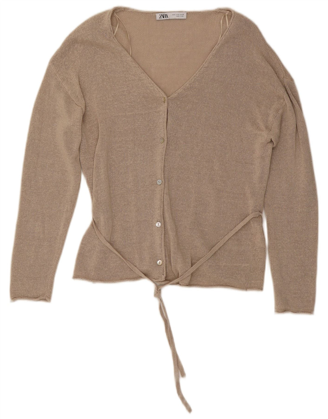 Pulover cardigan pentru femei Zara UK 14 Medium Bej In