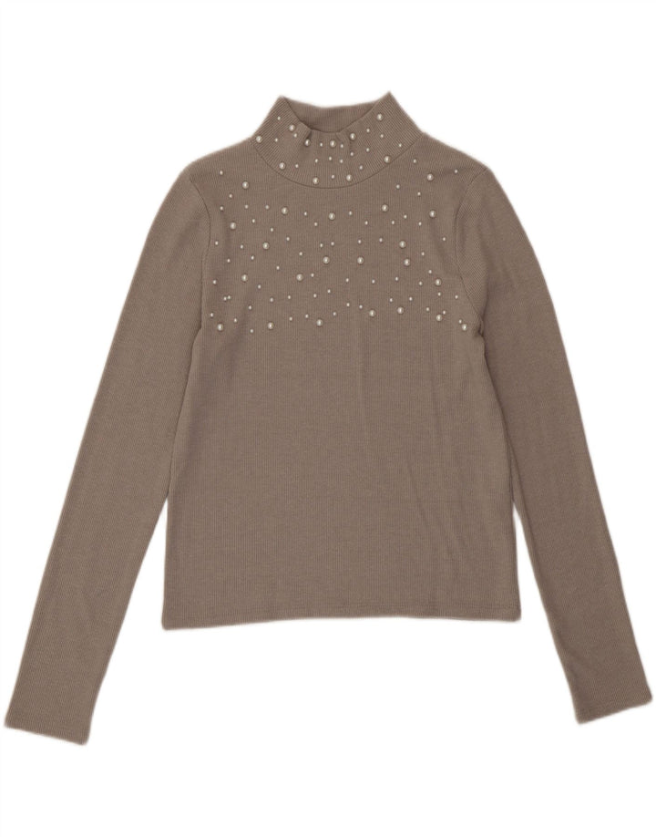 Crop Top pentru femei Zara cu mânecă lungă UK 14, mare, gri, poliester