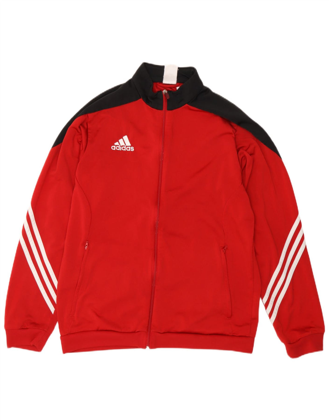 ADIDAS Mens Tracksuit Top Jacket Large Red Colourblock Polyester