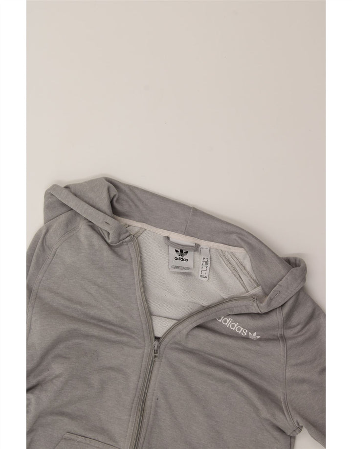 ADIDAS Mens Graphic Zip Hoodie Sweater Small Grey Polyester Vintage Adidas and Second-Hand Adidas from Messina Hembry 