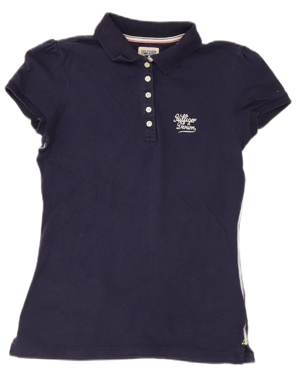 Tricou polo Tommy Hilfiger pentru femei UK 12 Medium Bleumarin Bumbac