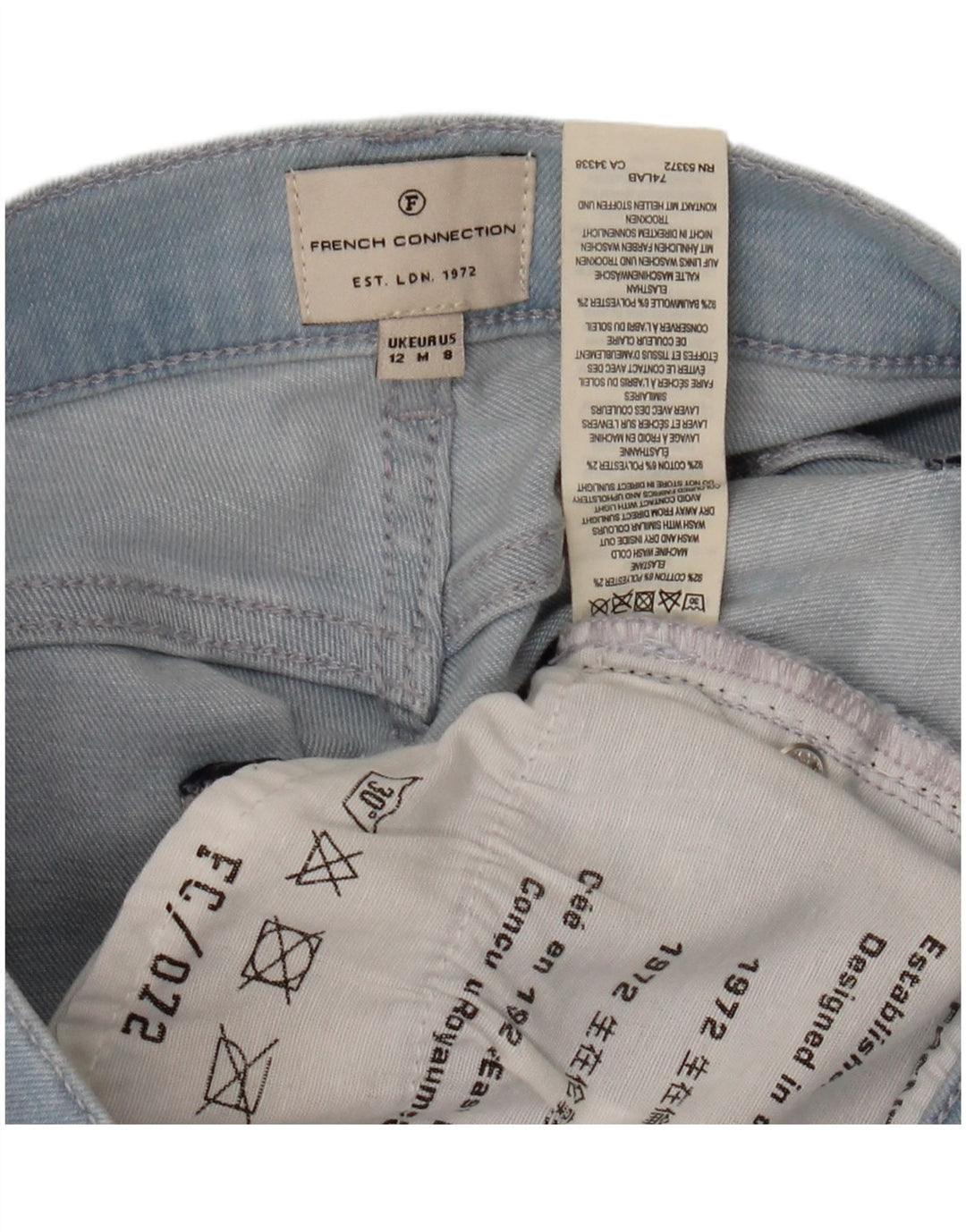 FRENCH CONNECTION Blugi subțiri pentru femei UK 12 Medium L30 L28 Bumbac albastru