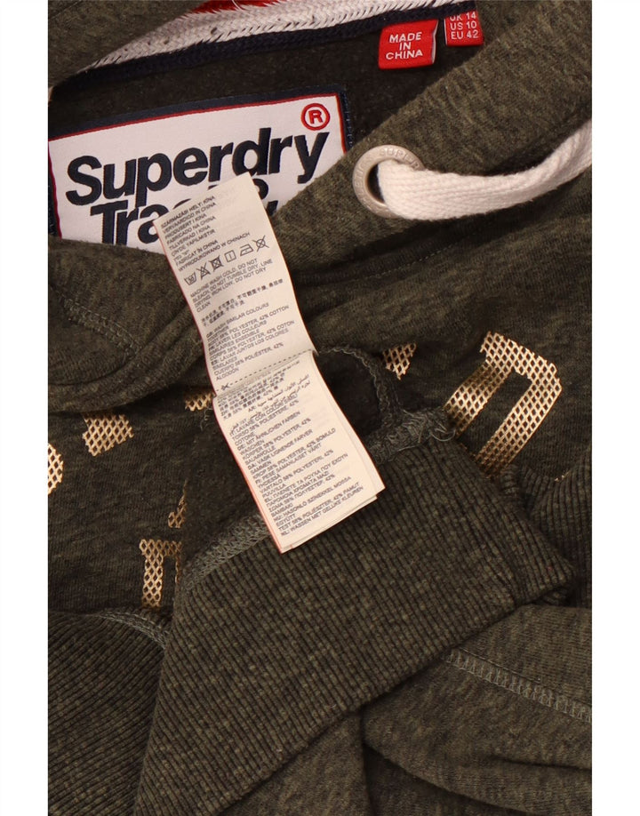 Pulover SUPERDRY pentru atletism și teren pentru femei, UK 14, mare, kaki, pete