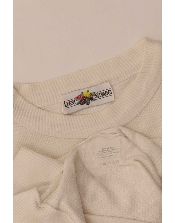 Hanorac vintage pentru bărbați, pulover, bumbac alb mediu
