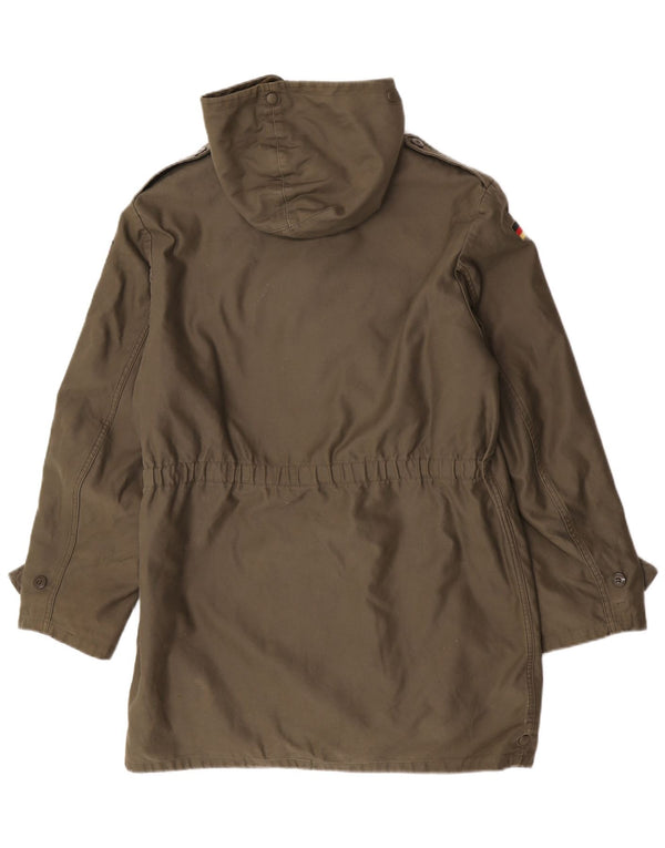 Jachetă parka Sherpa cu glugă vintage pentru bărbați UK 38 Medium Khaki