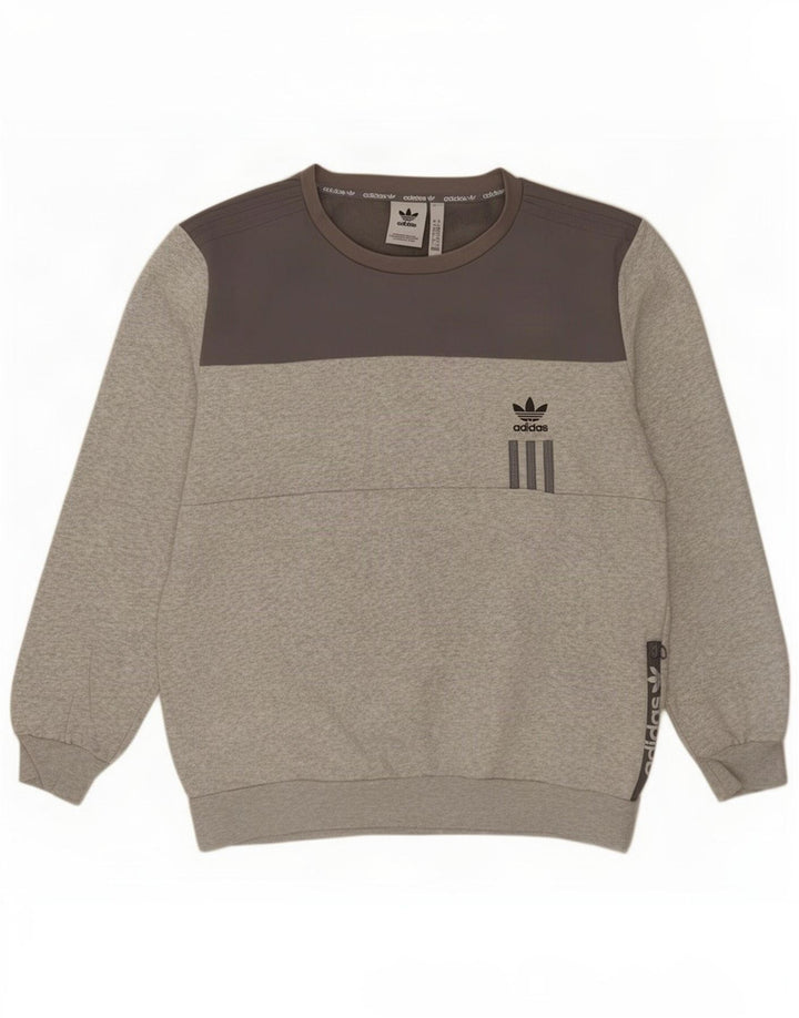 Hanorac pentru bărbați Adidas Jumper mare, gri, bumbac color bloc