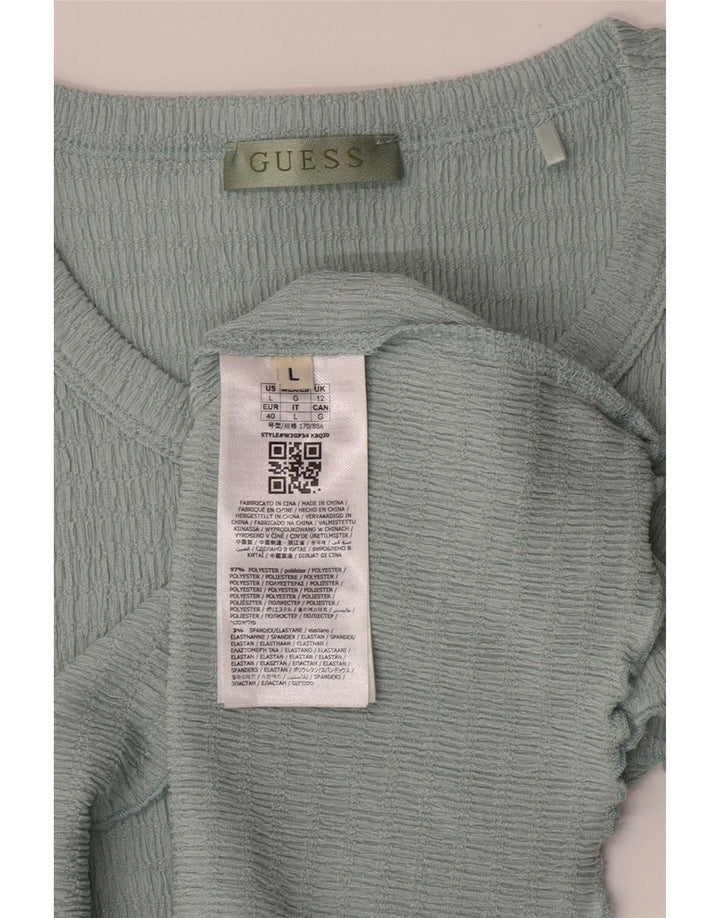 Tricou crop Guess pentru femei UK 12 Poliester albastru mediu