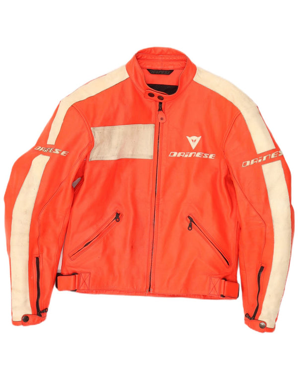 Jachetă Dainese Graphic piele Racer pentru bărbați IT 50 Medium Orange Colorblock