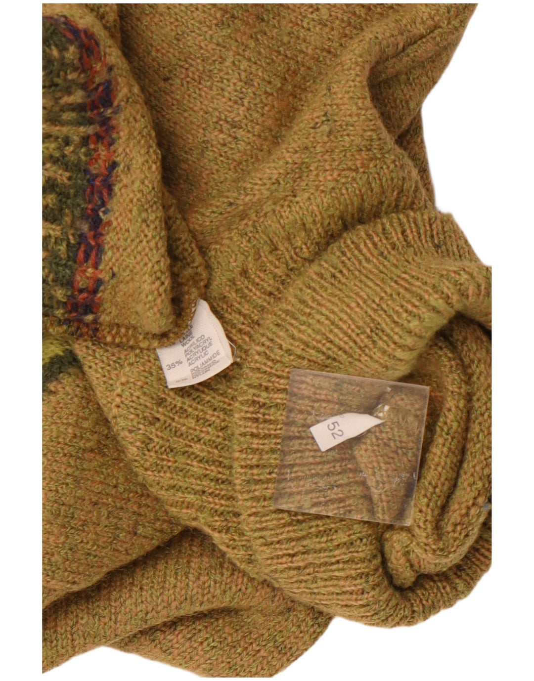 VINTAGE Pulover cu gât rulat pentru bărbați IT 52 Large Kaki Argyle/Diamond