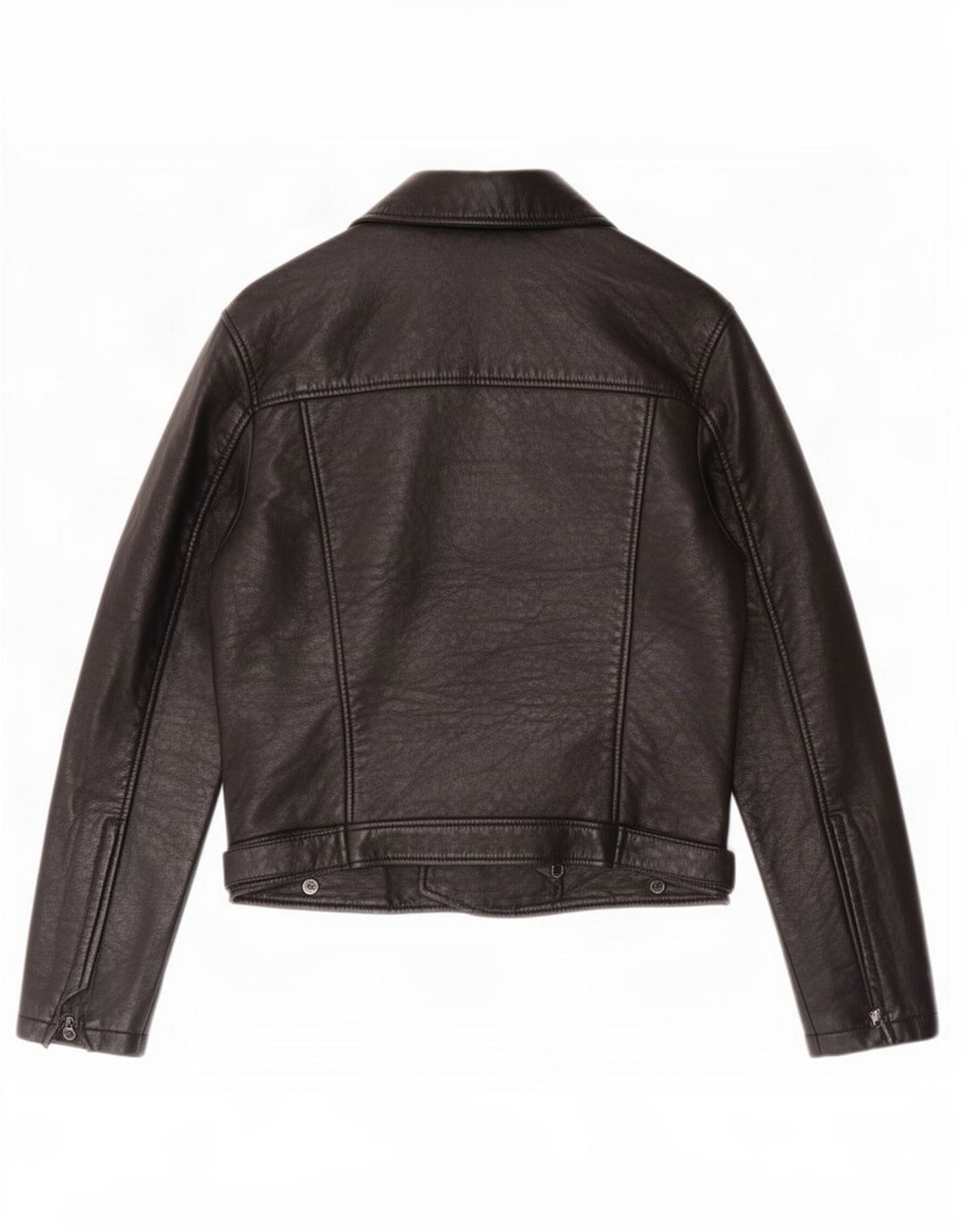 Topshop Jachetă Biker din piele pentru femei UK 12 Medium Black